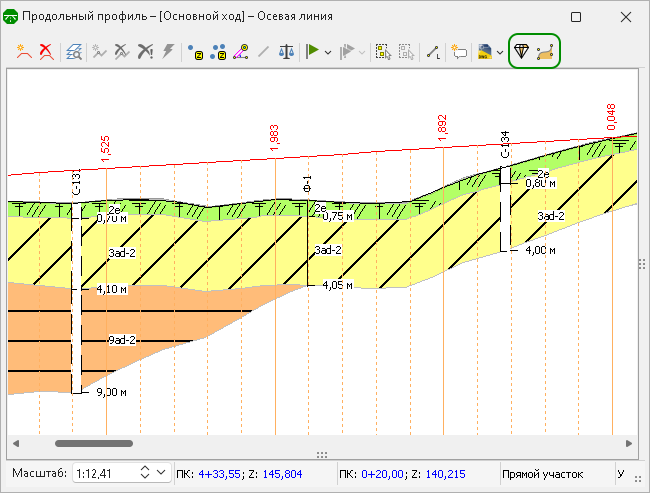 Геологический разрез с фиктивной скажиной